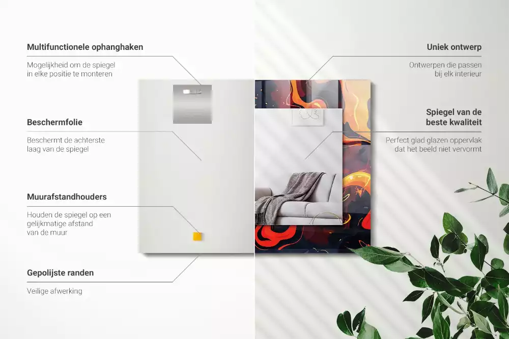 Espejo rectangular impreso Lava volcánica