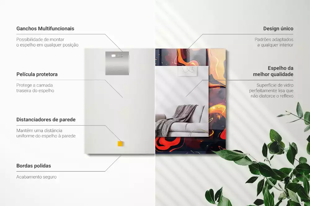 Espejo rectangular impreso Lava volcánica