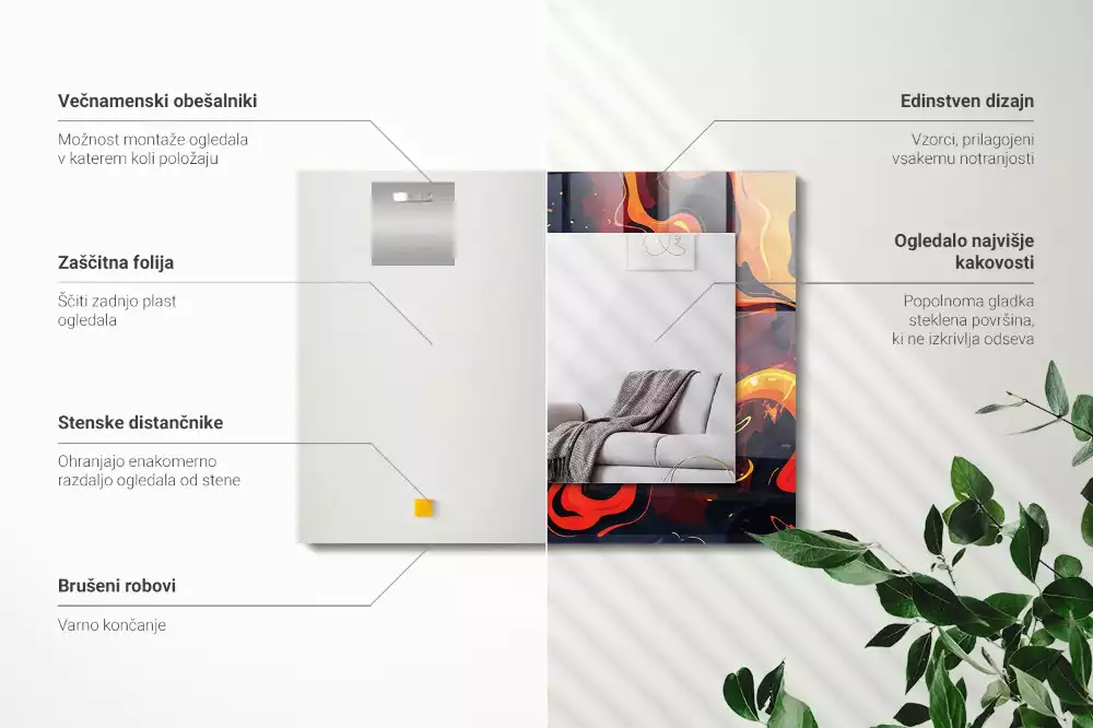 Espejo rectangular impreso Lava volcánica