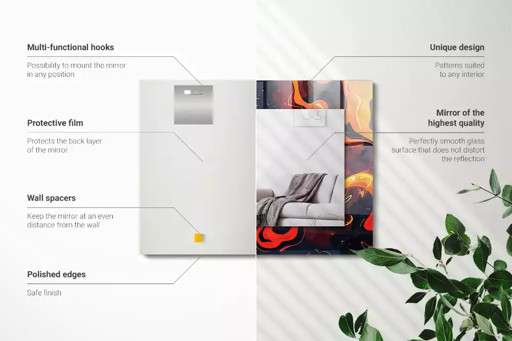 Espejo rectangular impreso Lava volcánica