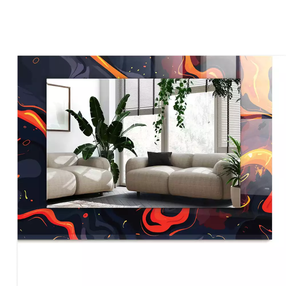 Espejo rectangular impreso Lava volcánica