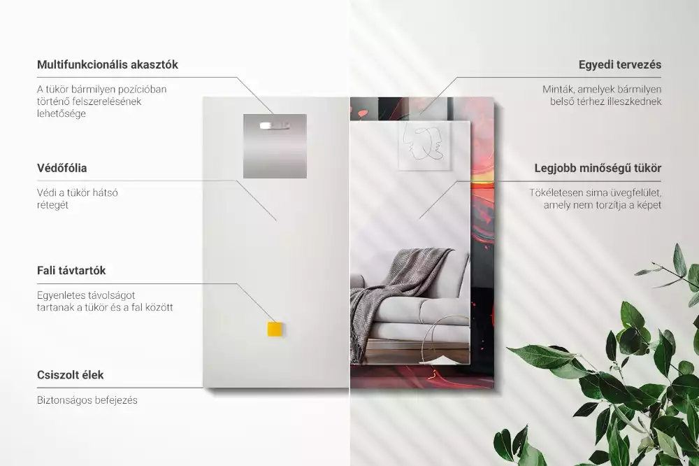 Espejo rectangular impreso Lava abstracta