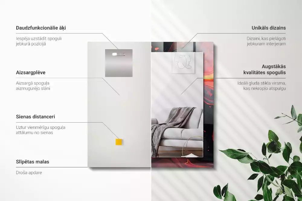 Espejo rectangular impreso Lava abstracta