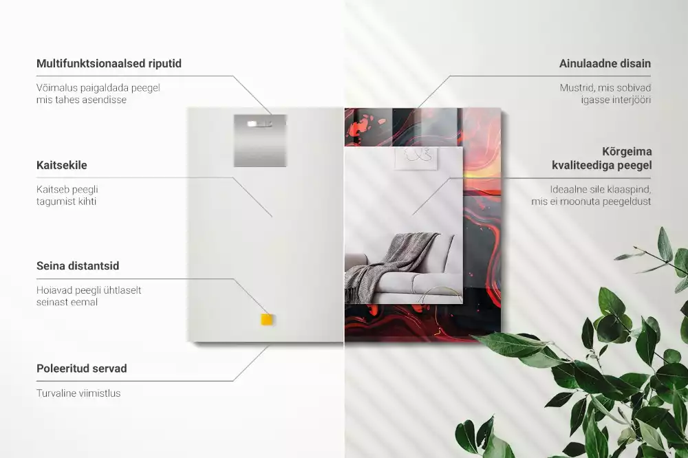 Espejo rectangular impreso Lava abstracta