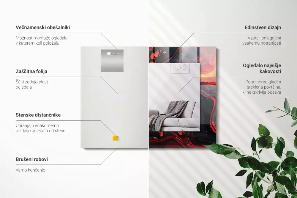 Espejo rectangular impreso Lava abstracta