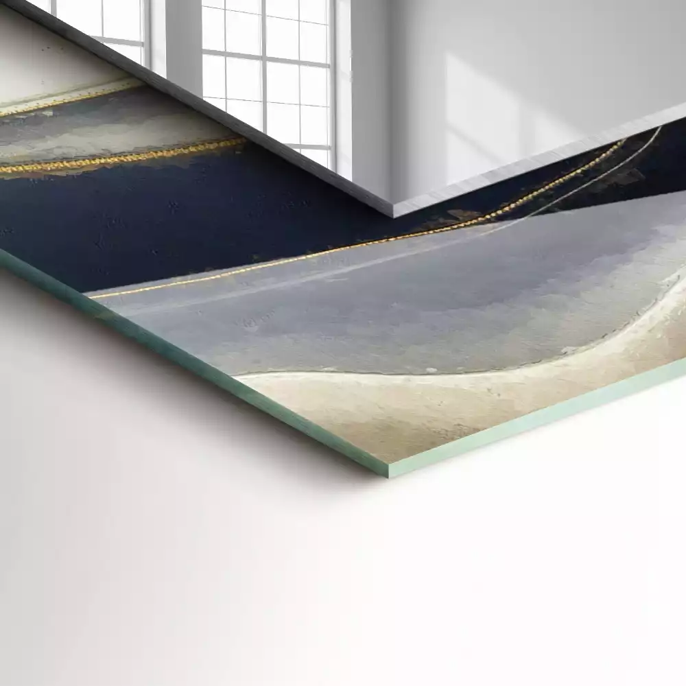 Espejo rectangular estampado Ondas de color abstractas