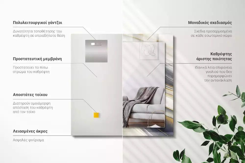 Espejo rectangular estampado Ondas de color abstractas