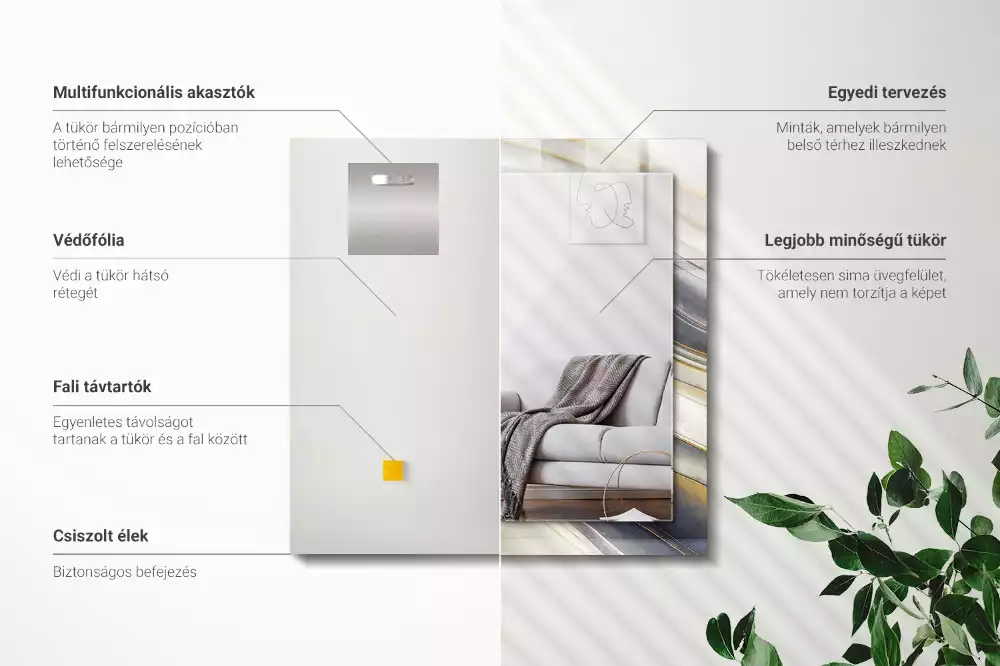 Espejo rectangular estampado Ondas de color abstractas