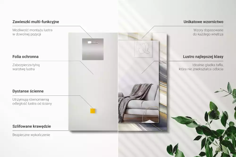 Espejo rectangular estampado Ondas de color abstractas