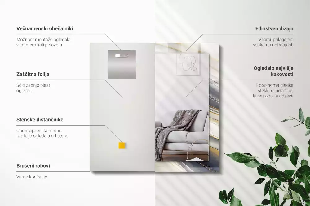 Espejo rectangular estampado Ondas de color abstractas