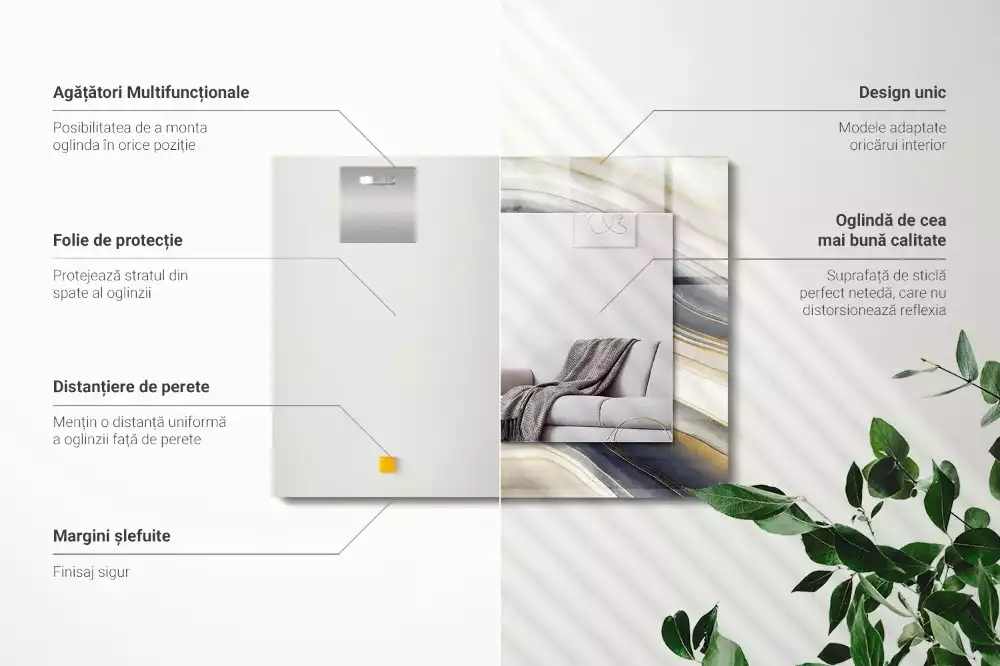 Espejo rectangular estampado Ondas de color abstractas