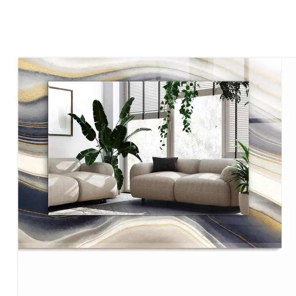 Espejo rectangular estampado Ondas de color abstractas