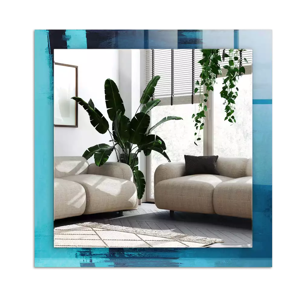 Espejo rectangular estampado Arte abstracto azul