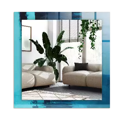 Espejo rectangular estampado Arte abstracto azul