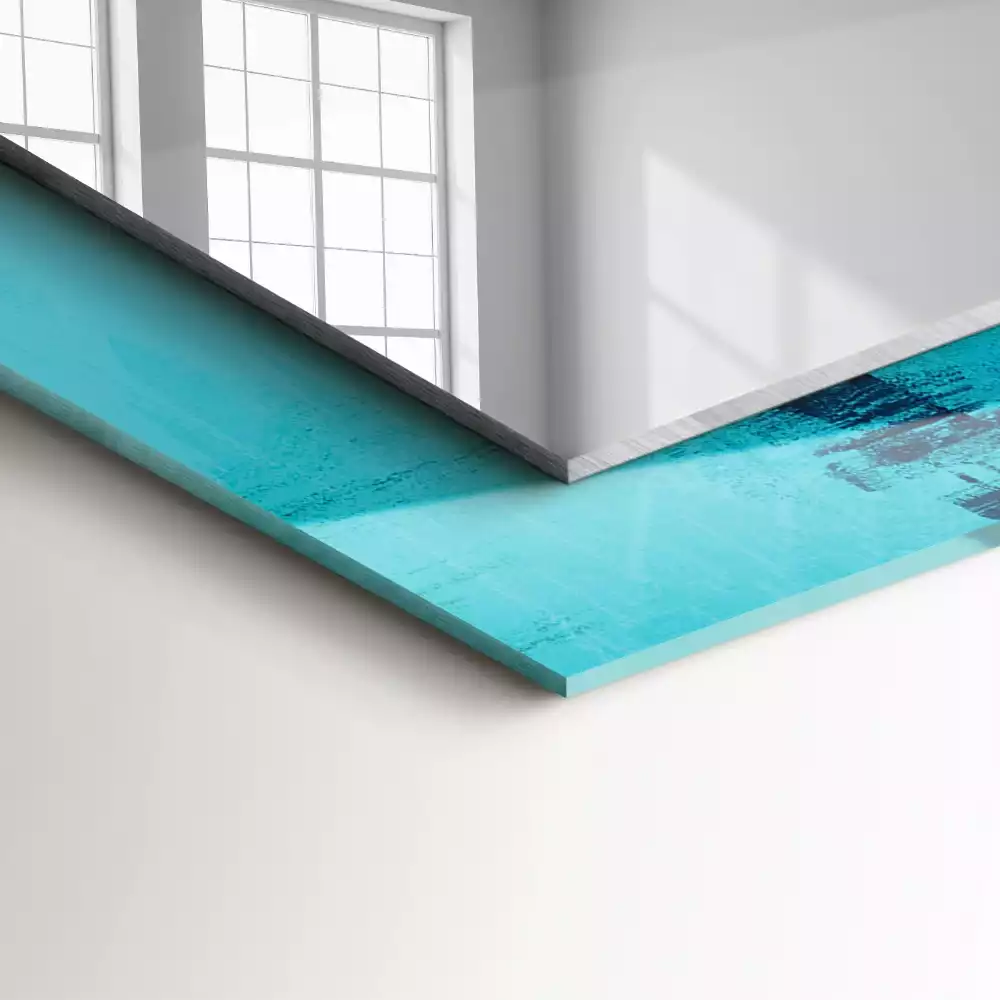 Espejo rectangular estampado Arte abstracto azul