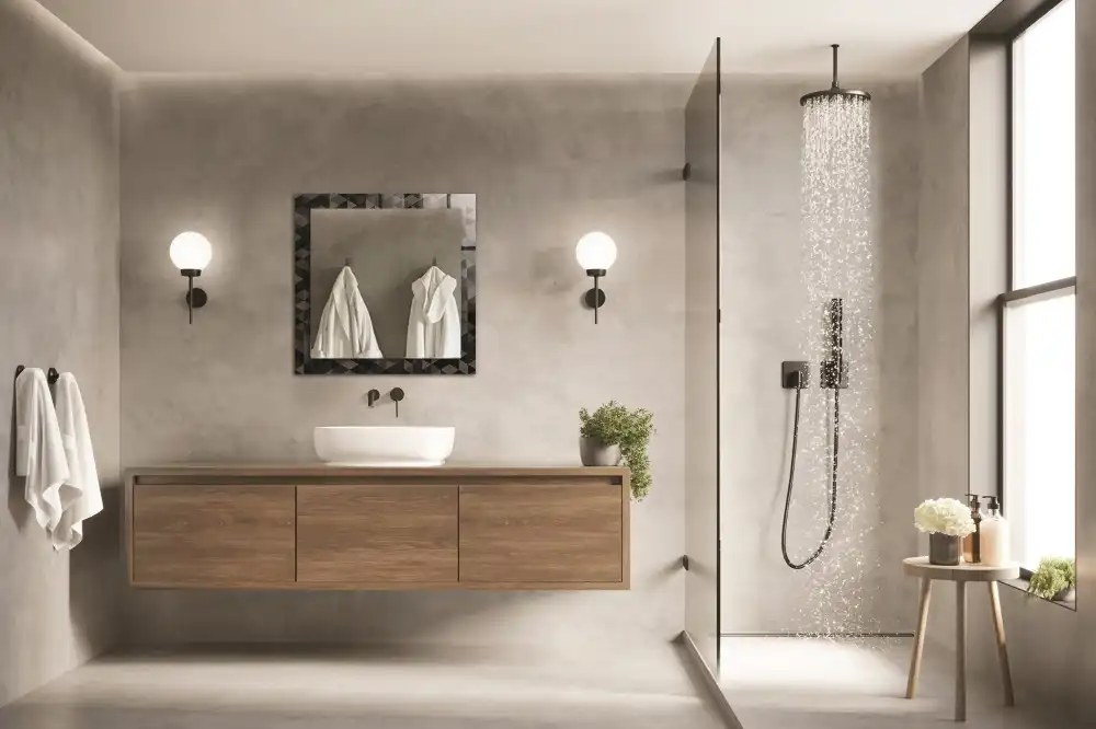 Espejo rectangular impreso Triángulos negros y grises