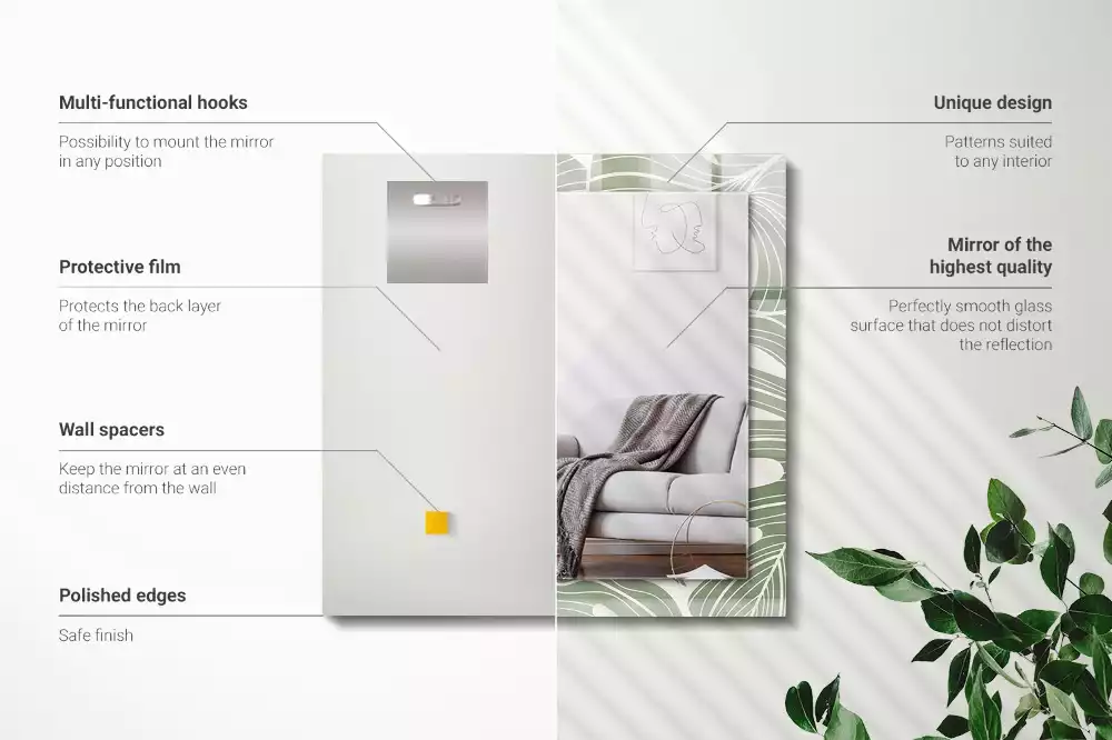 Espejo rectangular impreso Hojas de monstera