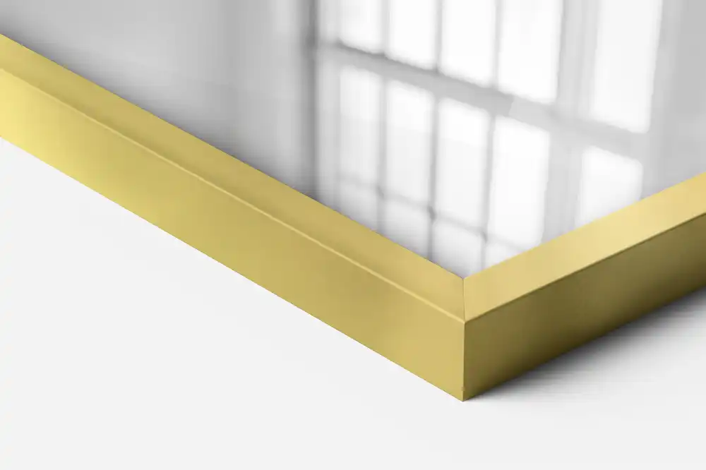 Espejo rectangular con marco dorado para colgar