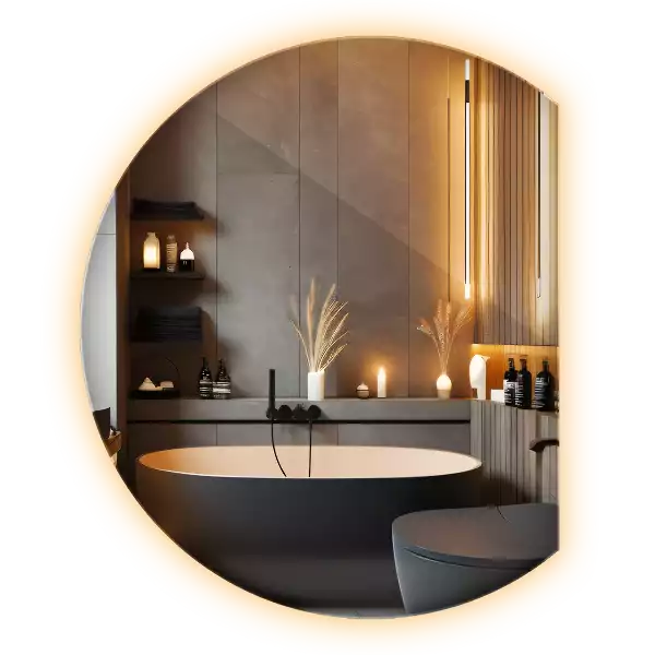 Espejo circulo cortado eficaz con LED