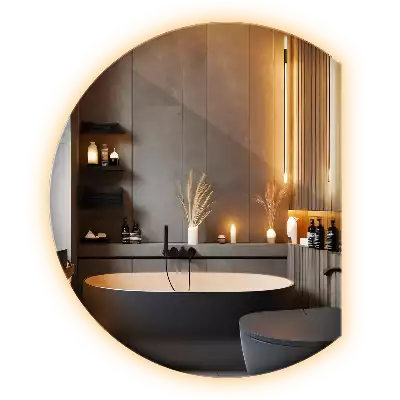 Espejo circulo cortado eficaz con LED