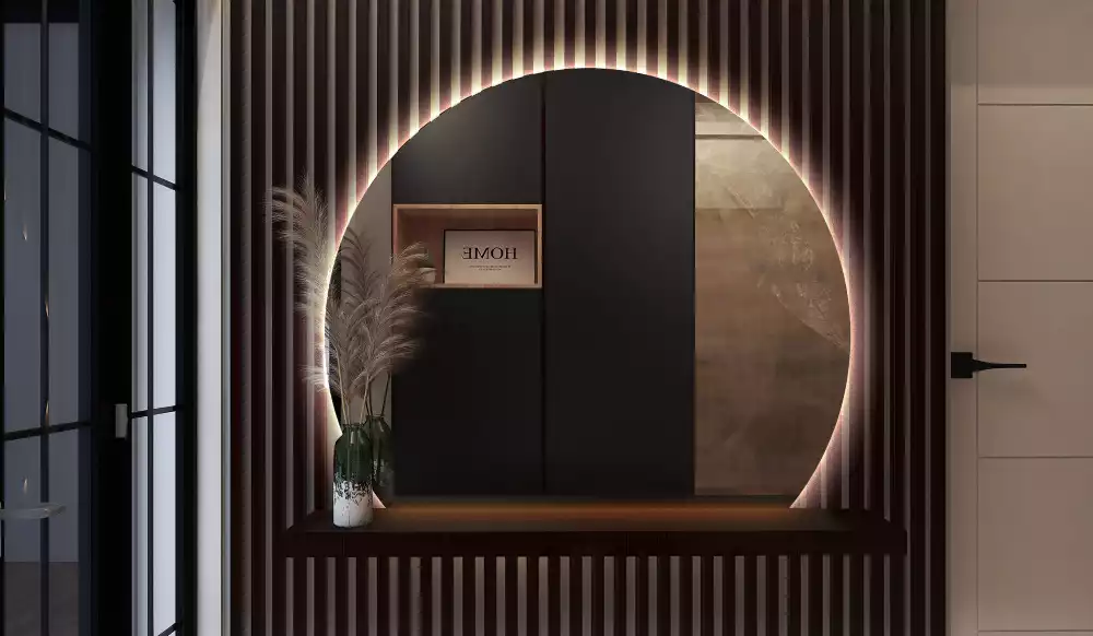 Espejo circulo cortado eficaz con LED