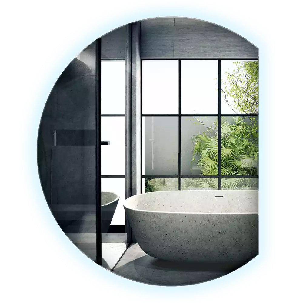 Espejo circulo cortado eficaz con LED