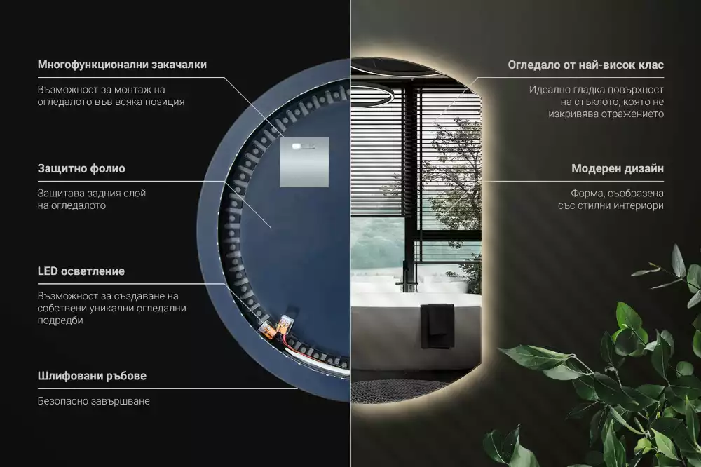 Espejo circulo cortado eficaz con LED