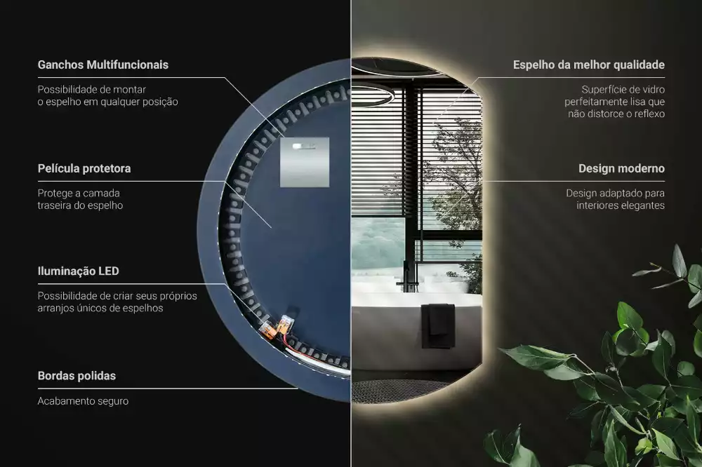 Espejo circulo cortado eficaz con LED