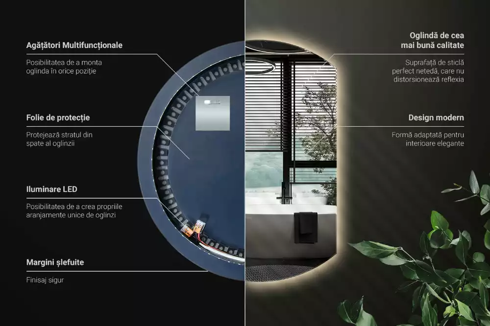 Espejo circulo cortado eficaz con LED