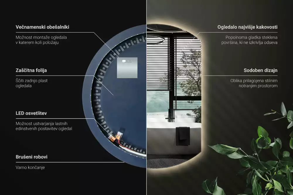Espejo circulo cortado eficaz con LED