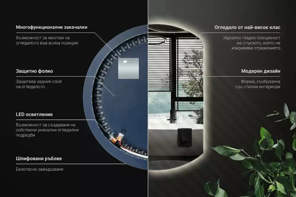 Espejo circulo cortado eficaz con LED