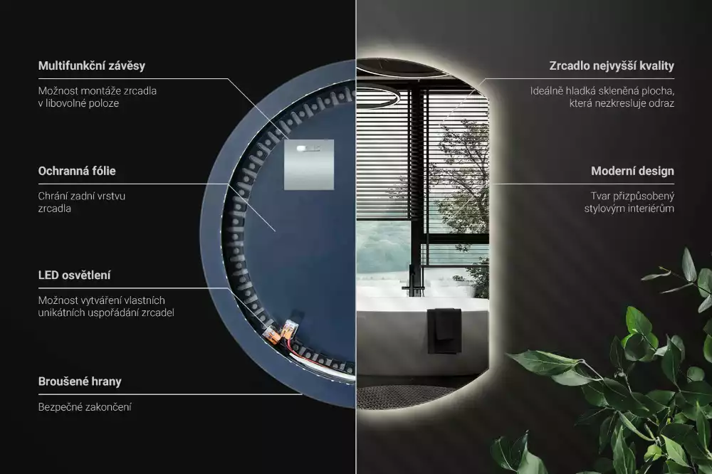 Espejo circulo cortado eficaz con LED