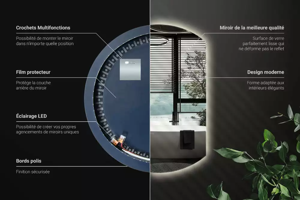 Espejo circulo cortado eficaz con LED