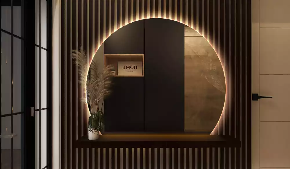 Espejo circulo cortado eficaz con LED