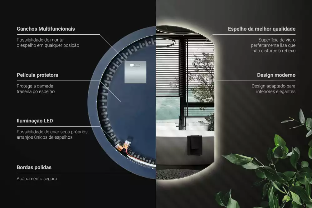Espejo circulo cortado eficaz con LED