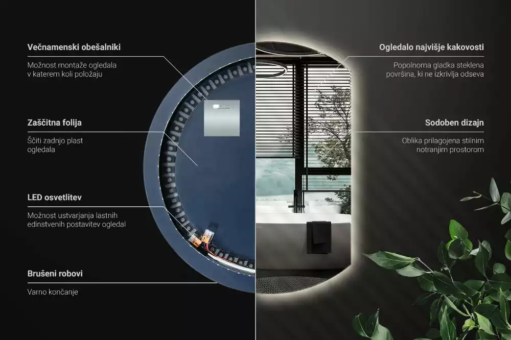 Espejo circulo cortado eficaz con LED