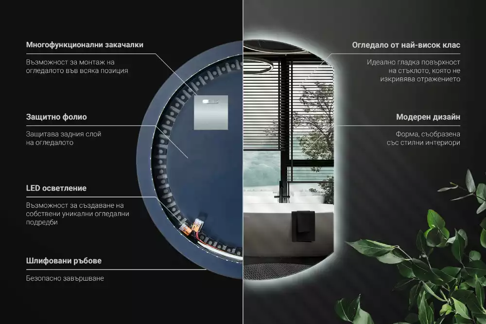 Espejo circulo cortado eficaz con LED