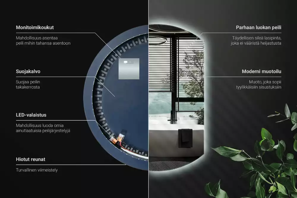 Espejo circulo cortado eficaz con LED