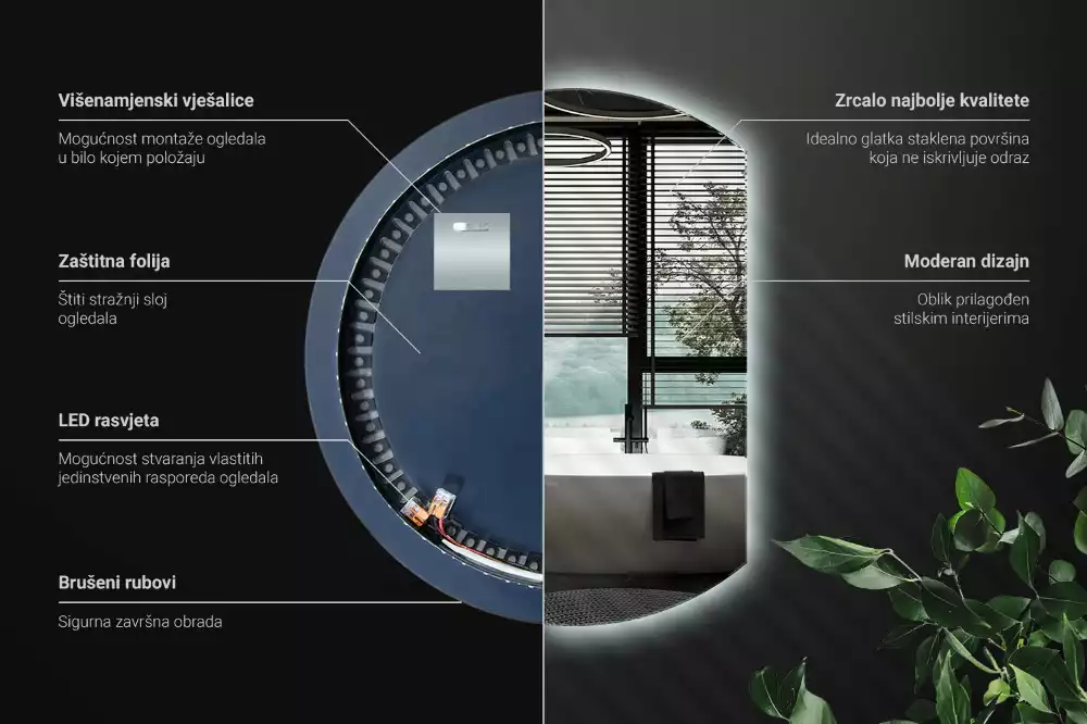 Espejo circulo cortado eficaz con LED