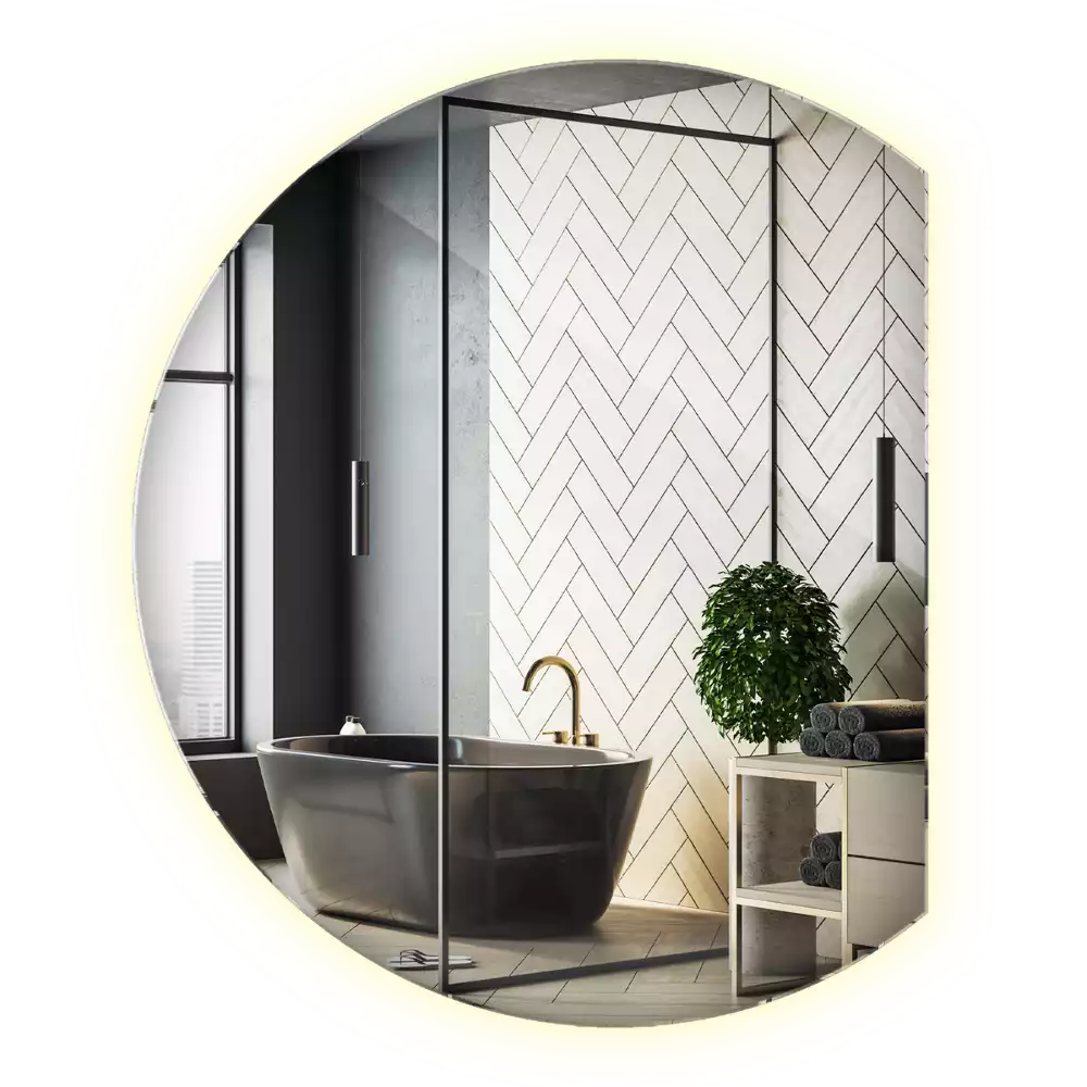 Espejo circulo cortado eficaz con LED