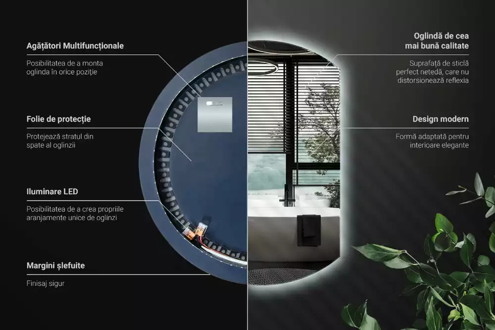 Espejo circulo cortado eficaz con LED