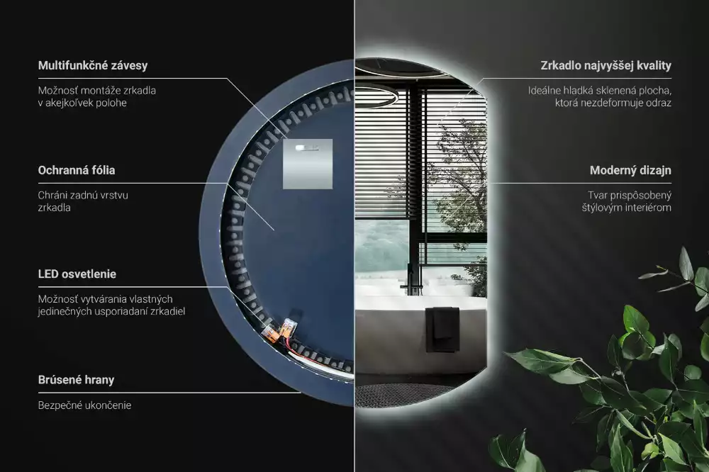 Espejo circulo cortado eficaz con LED