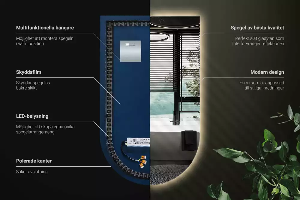 Espejo en arco con retroiluminación LED