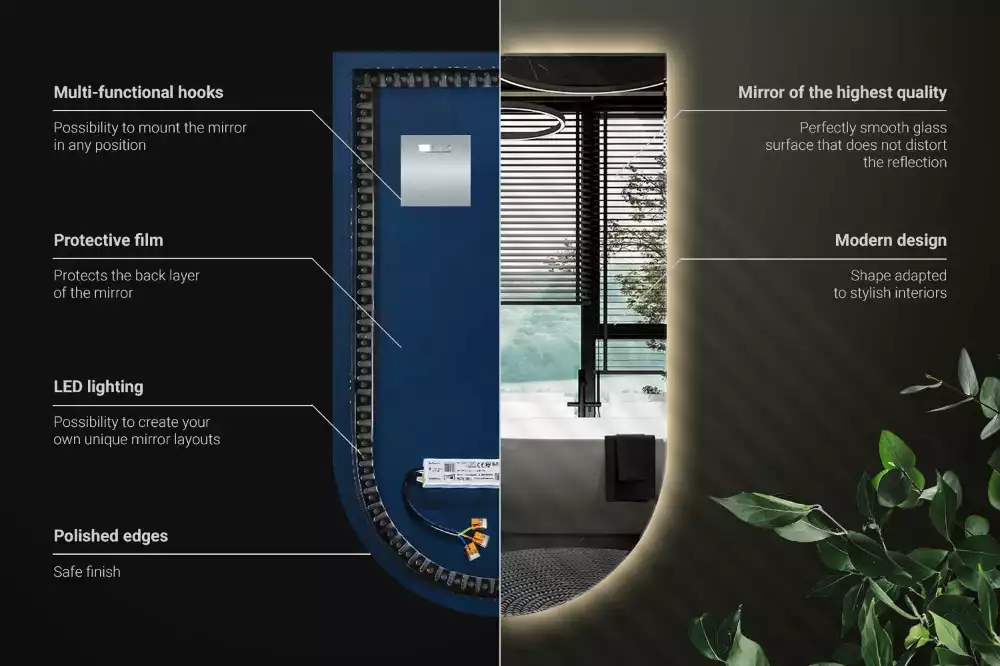 Espejo en arco con retroiluminación LED
