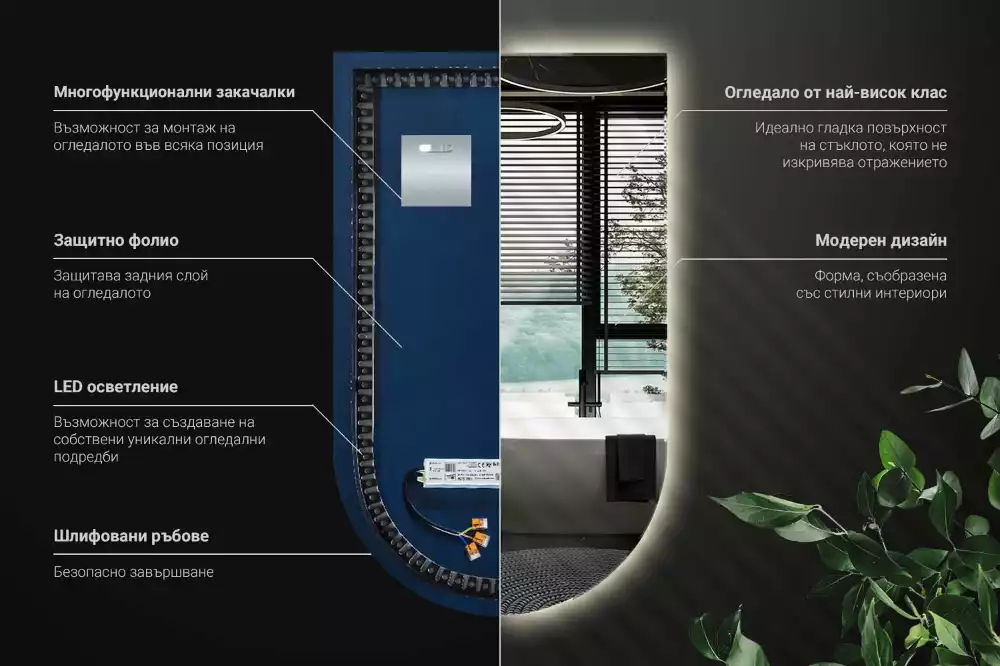 Espejo en arco con retroiluminación LED