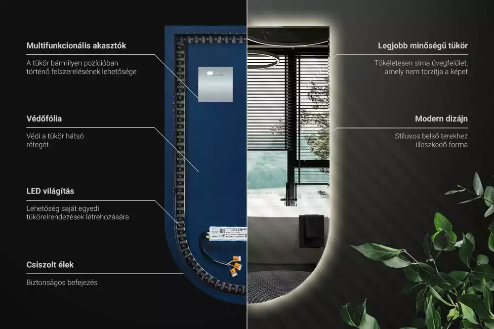 Espejo en arco con retroiluminación LED