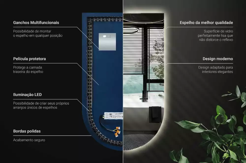 Espejo en arco con retroiluminación LED