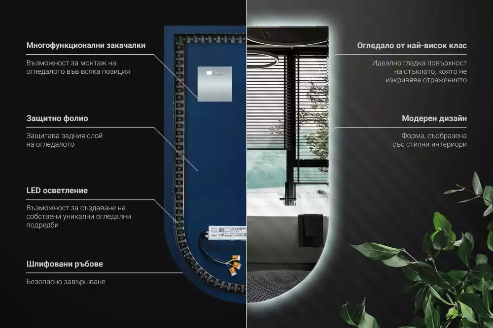 Espejo en arco con retroiluminación LED