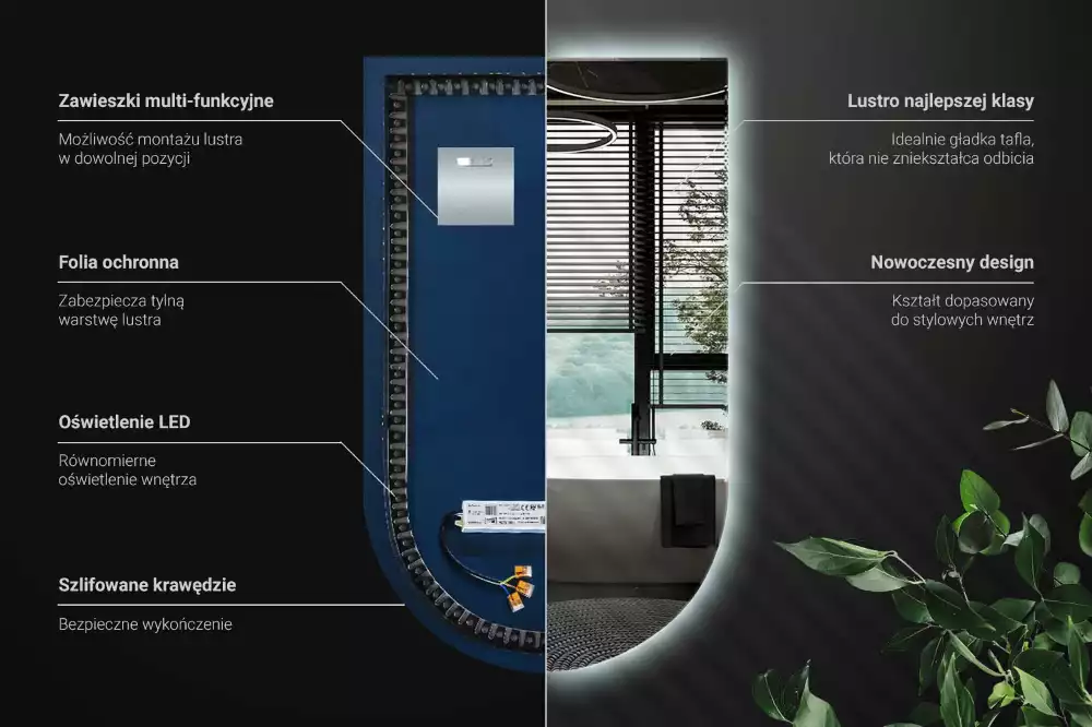 Espejo en arco con retroiluminación LED