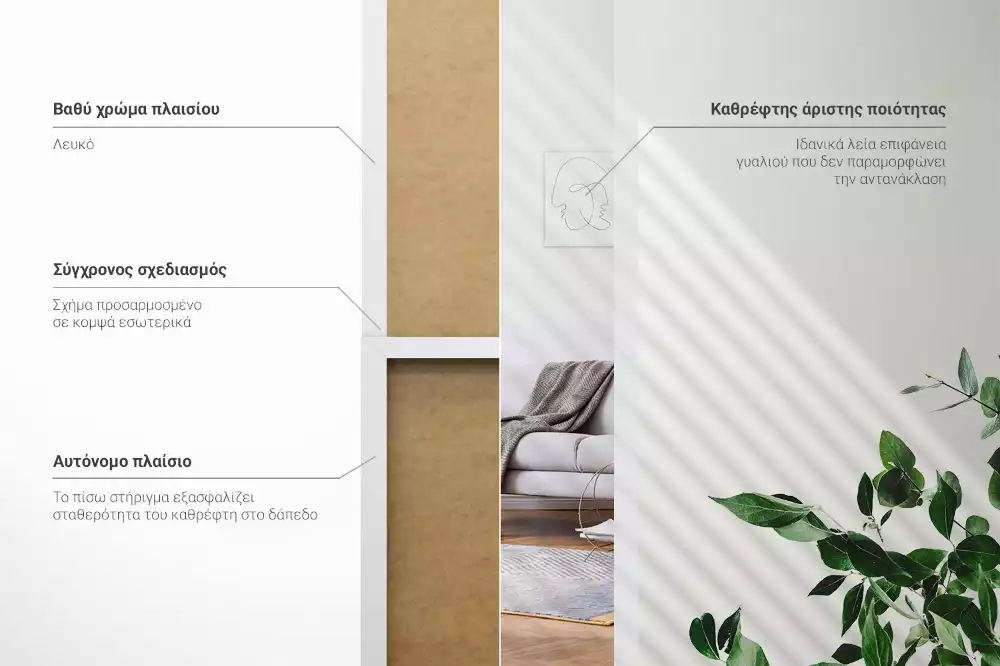 Espejo de pie en marco blanco